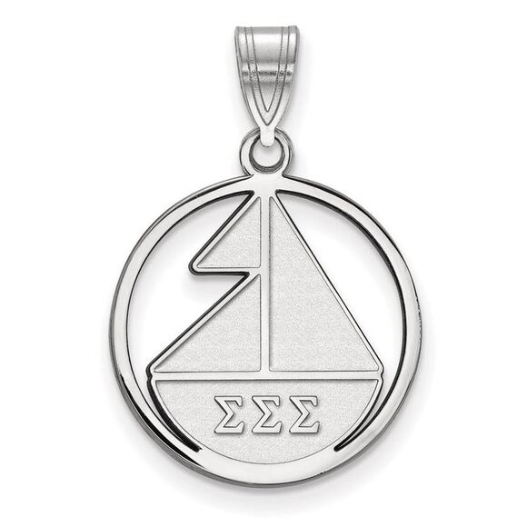 Sterling Silver Sigma Sigma Sigma Medium Circle Pendant - Picture 1 of 3